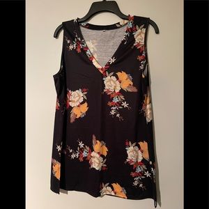 Black and floral sleeveless XL top